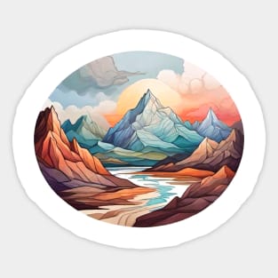 Abstract Vista Symphony: Artistic Explorations of Landscapes (230) Sticker